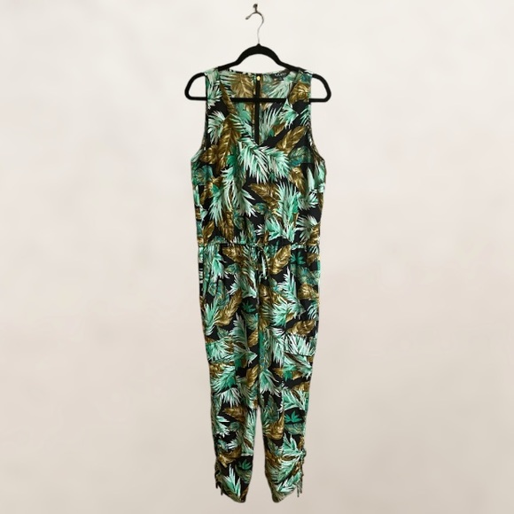 Lauren Ralph Lauren Palm Fronds Tropical Print Jumpsuit, Size 14 - Picture 4 of 16
